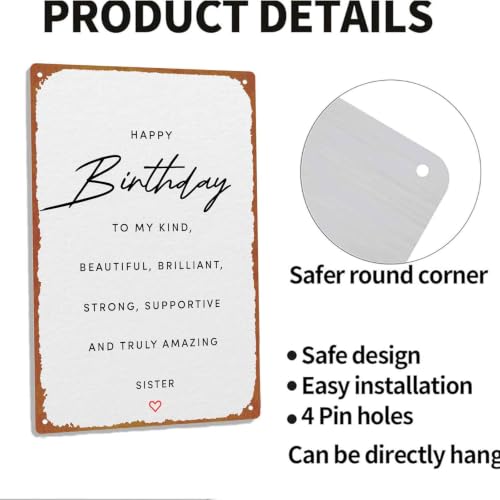 Happy Birthday To My Amazing Sister Birthday Aluminum Sign, 8X12 - Product Imagery