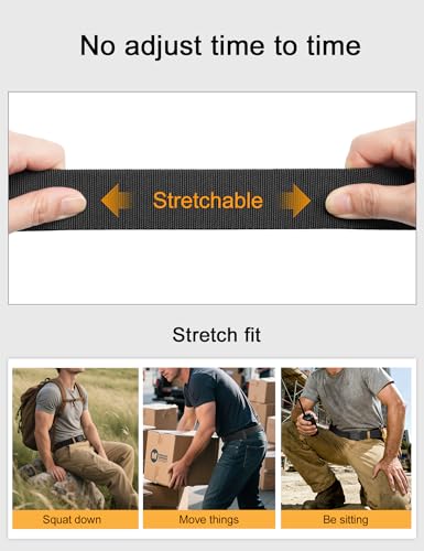 JUKMO Men's Stretch Tactical Belt, 1.5" Elastic Nylon Web with - Product Imagery