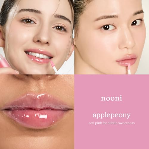 NOONI Korean Lip Oil - Applepeony - pH Color-Changing Plumping - Product Imagery