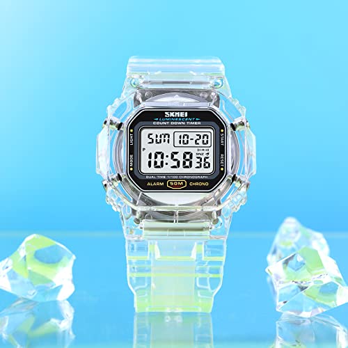 RNONDRY Womens Digital Watch Waterproof Men Clear Watches for - Product Imagery