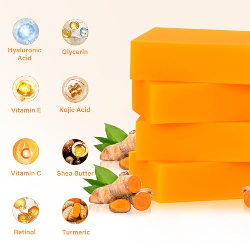 Kojic Acid Soap 4 Packs 14oz,Turmeric Soap, Dark Spot Remover - Product Imagery