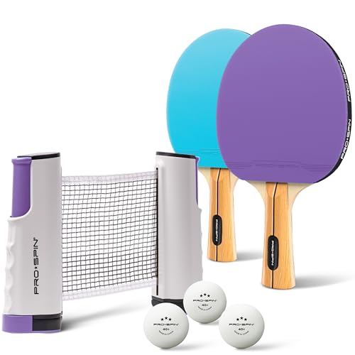 PRO-SPIN Portable Ping Pong Set with Retractable Ping Pong Net - Product Imagery