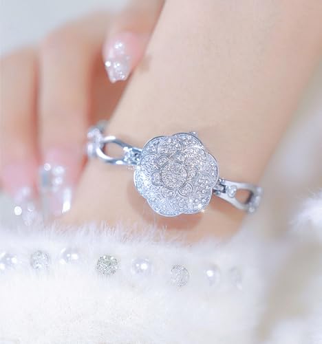 ADSBIAOYE Elegant Women's Watch Flower-Shaped Diamond flip - Product Imagery