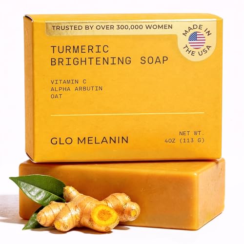 Glo Melanin Turmeric Brightening Soap with Vitamin C, Alpha - Product Imagery