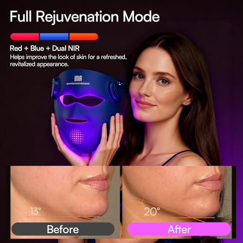 INIA GLOW 4D Wireless Red Light Therapy Mask for Face, Dual NIR, - Product Imagery