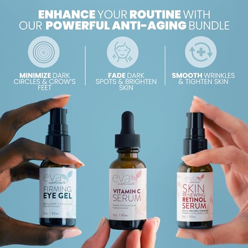 Eva Naturals Vitamin C, Retinol & Eye Gel Serum Set, Firming, - Product Imagery