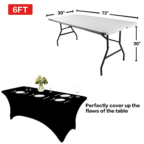 2 Pack 6FT Black Table Cloth for Rectangular Spandex Table Cover - Product Imagery