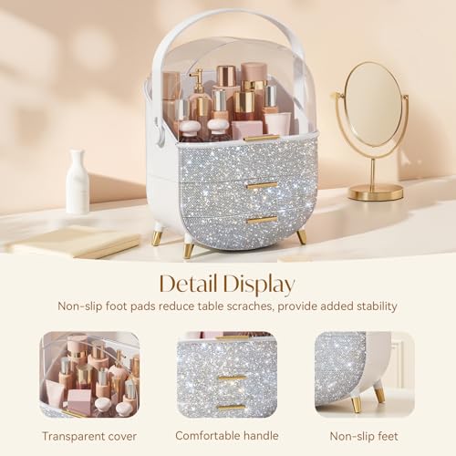 Bling Makeup Organizers, Cosmetic Display Case with Clear Cover, - Product Imagery