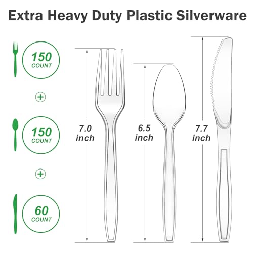 Dealusy 360 Count Extra Heavy Duty Clear Plastic Silverware - Product Imagery