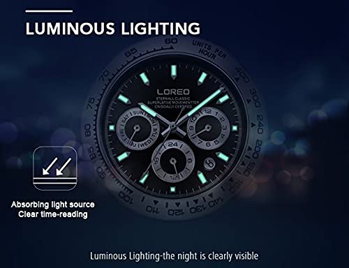 LOREO Mens Automatic Watch Silver Stainless Steel Sapphire Glass - Product Imagery