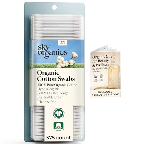 Sky Organics Organic Cotton Swabs 375 ct, 100% Pure, Natural, - Product Imagery
