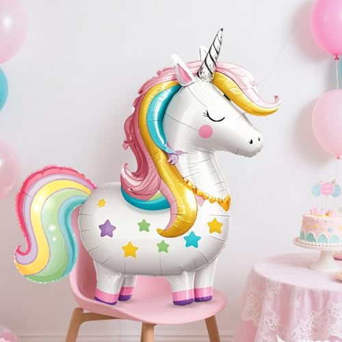 5 Pack Self Standing Unicorn Balloons Bulk, 4D Self-designed - Product Imagery