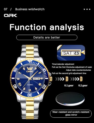 OPK Watches for Men Diamond Roman Analog Mens Watches Waterproof - Product Imagery