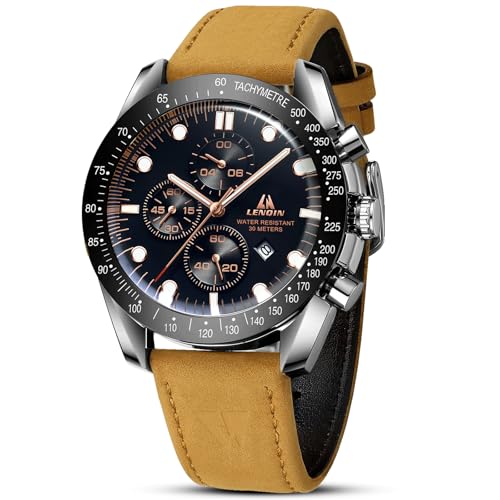 LN LENQIN Mens Watches Leather Watch Luminous Analog Quartz - Product Imagery