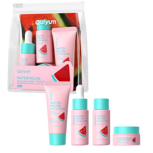 Watermelon Niacinamide Travel Kit – 4 Pcs Skincare Set For - Product Imagery