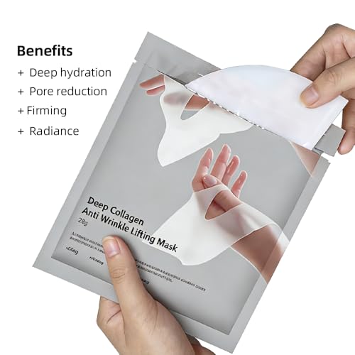 Collagen Face Mask 5 Pack, Korean Hydrating Sheet Mask for - Product Imagery