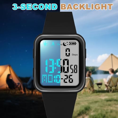 Edillas Digital Watch for Mens Womens, Fitness Tracker with EL - Product Imagery