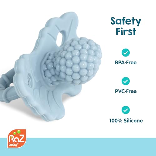 RaZbaby RaZberry Silicone Baby Teether Toy - Berrybumps Soothe - Product Imagery