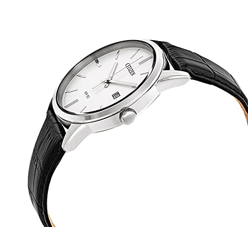 Citizen Quartz Mens Watch, Stainless Steel with Leather Strap, - Product Imagery