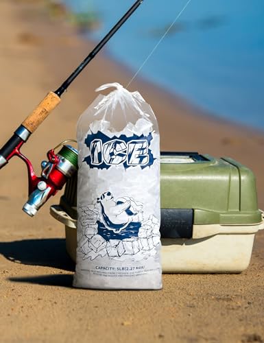 50Pcs 5 lb Drawstring Ice Bags for Ice Storage, Reusable - Product Imagery