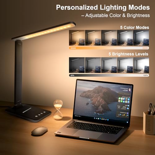 LED Desk Lamp for Office Home, Bright Desk Light with USB - Product Imagery