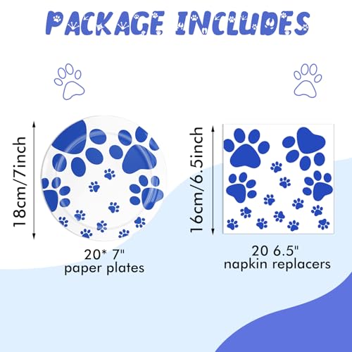 40PCS Blue Paw Print Party Supplies Dog Themed Birthday - Product Imagery