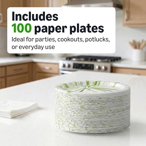 Amazon Basics Everyday Disposable Paper Plates, 8.62 Inch, - Product Imagery