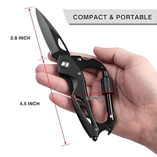 Multitool Carabiner with Pocket Knife, Bottle Opener - Product Imagery