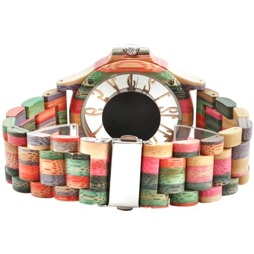 Wooden Watches for Men Handmade Colorful Bamboo Engraved Wood - Product Imagery