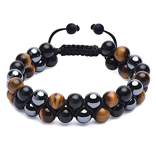 HASKARE Triple Protection Bracelet for Men - Genuine Tigers Eye - Product Imagery