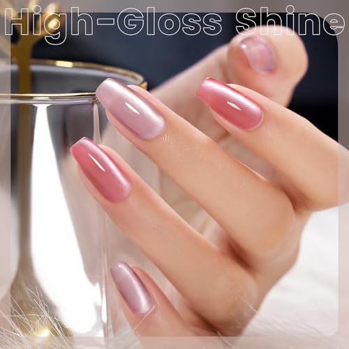 RARJSM Nude Glitter Cat Eye Gel Nail Polish Set 6Pcs Ceramics - Product Imagery