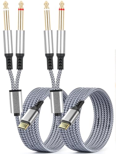 gudxfj 2 Pack USB C to 1/4 Audio Cable 6.35mm TS to Type C Y-Spli by gudxfj - Angle View 1