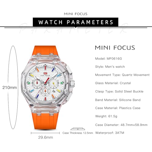 MASTOP Men Watches Multifunction Transparent Analog Display - Product Imagery