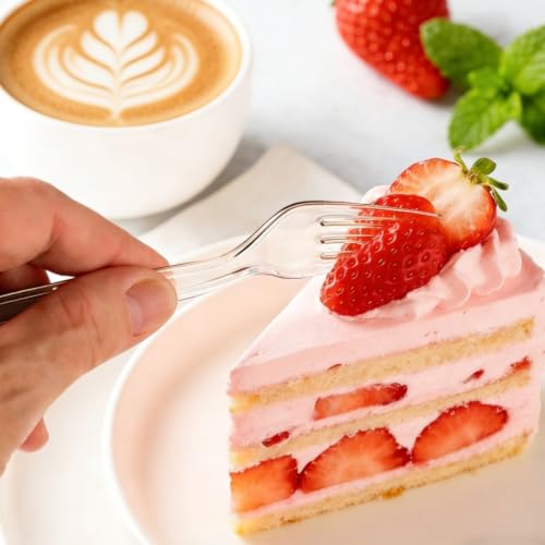 MOACOCK 200 Count Heavy Weight Clear Plastic Forks and Spoons - Product Imagery