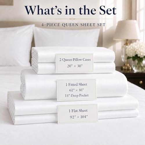 800 Thread Count Queen Sheet Set,Egyptian Cotton Sheets Queen - Product Imagery