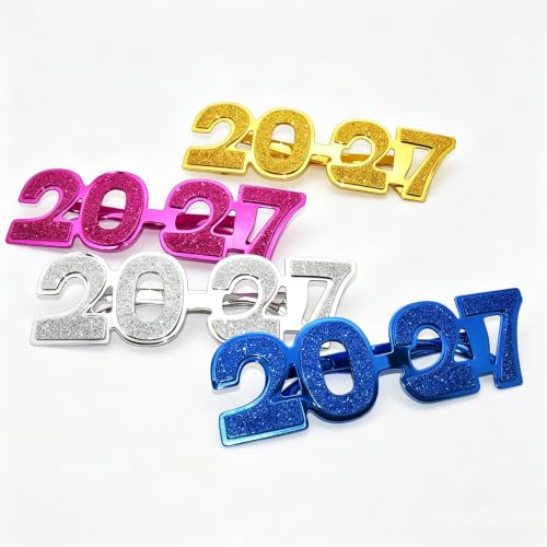 SWYOUN 4PCS 2027 Plastic Glasses Happy New Year's Eve Glasses - Product Imagery