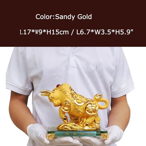 Feng Shui Chinese Zodiac OX Year Golden Resin Collectible - Product Imagery