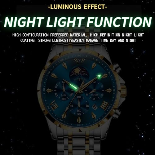 Vetra Watch for Men Skeleton Business Dress Stainless Steel - Product Imagery