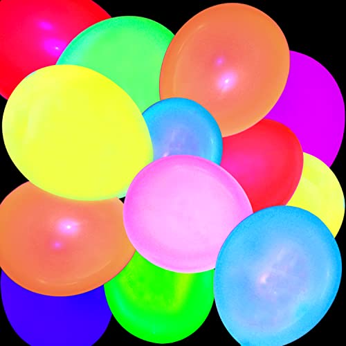 110 Pack Colored UV Neon Glow Balloons Neon Glow Party - Product Imagery
