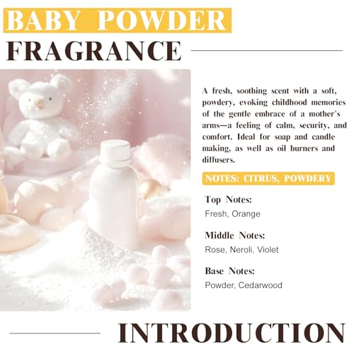 EUQEE Baby Powder Fragrance Oil for DIY Bath Bombs(2.02 Fl oz) - Product Imagery