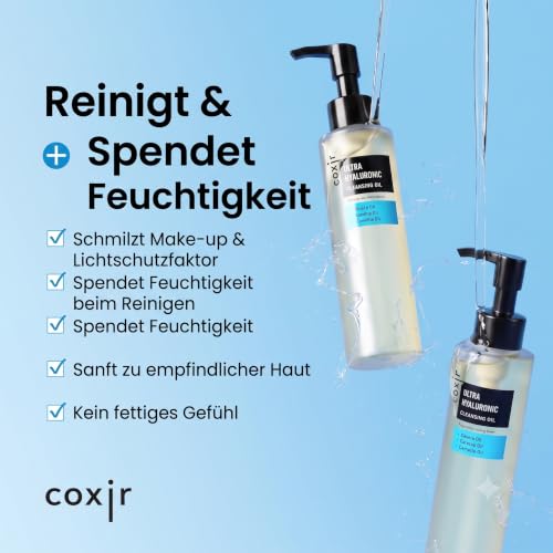 coxir Ultra Hyaluronic Cleansing Oil, Hydrating Makeup Remover, - Product Imagery