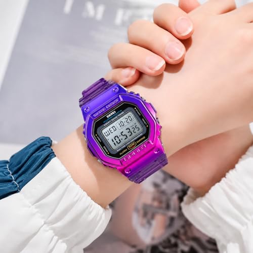 Gosasa Womens Watch Gradient Color Silicone Plating Digital - Product Imagery