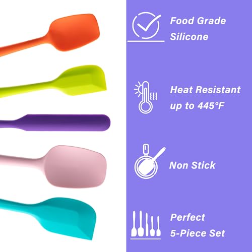 Silicone Spatula Set,5 Piece Food Grade Rubber - Product Imagery