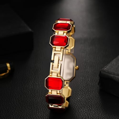 JewelryWe Women's Square Crystal Watch: Quartz Analog Elegant - Product Imagery