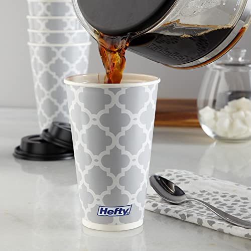 Hefty Disposable Hot Cups with Lids, Insulated Paper Coffee Cups - Product Imagery