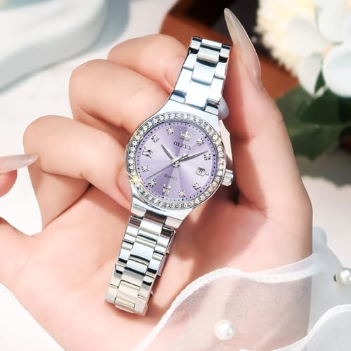 OLEVS Watch Women Silver Watch for Women Luxury Diamond Womens - Product Imagery