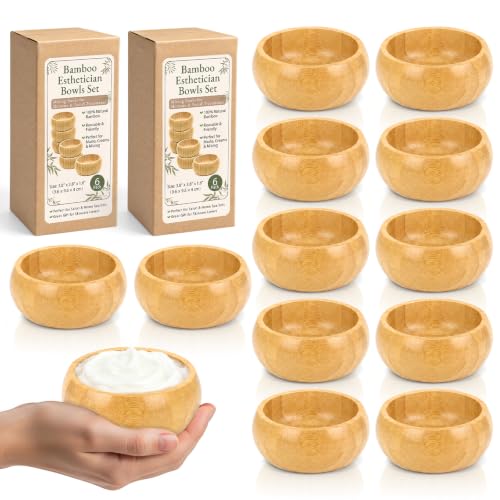 6 Pcs 3.8 X 1.6 Inch Bamboo Facial Bowls Set Big Facial Bowls - Product Imagery
