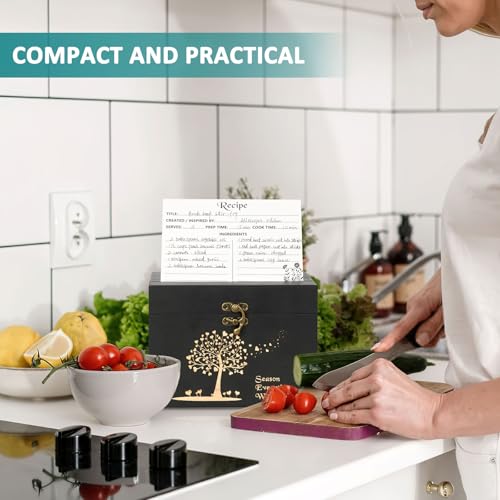 CypherX Recipe Box with Cards and Dividers - Wooden Recipe Card - Product Imagery