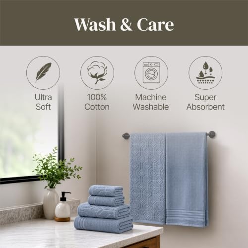 Modern Threads 6 Piece Bath Towel Set – Bathroom Towel Set with - Product Imagery