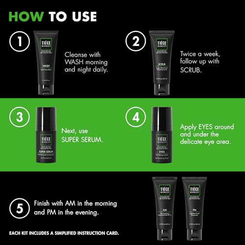 Tiege Hanley Anti-Aging Men's Skin Care Set, 30-Day, 6 Piece Kit - Product Imagery